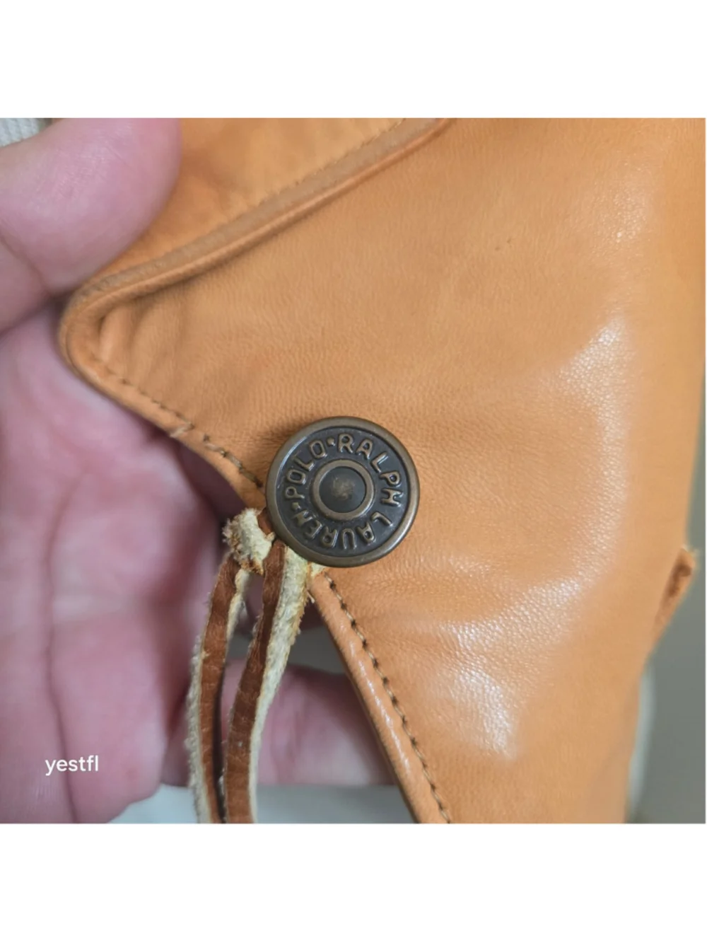 Vintage Ralph Lauren Western Wear Lambskin Leather Vest in Terracotta Brown M